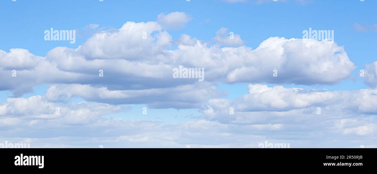 Picturesque view of beautiful blue sky with fluffy clouds on sunny day ...