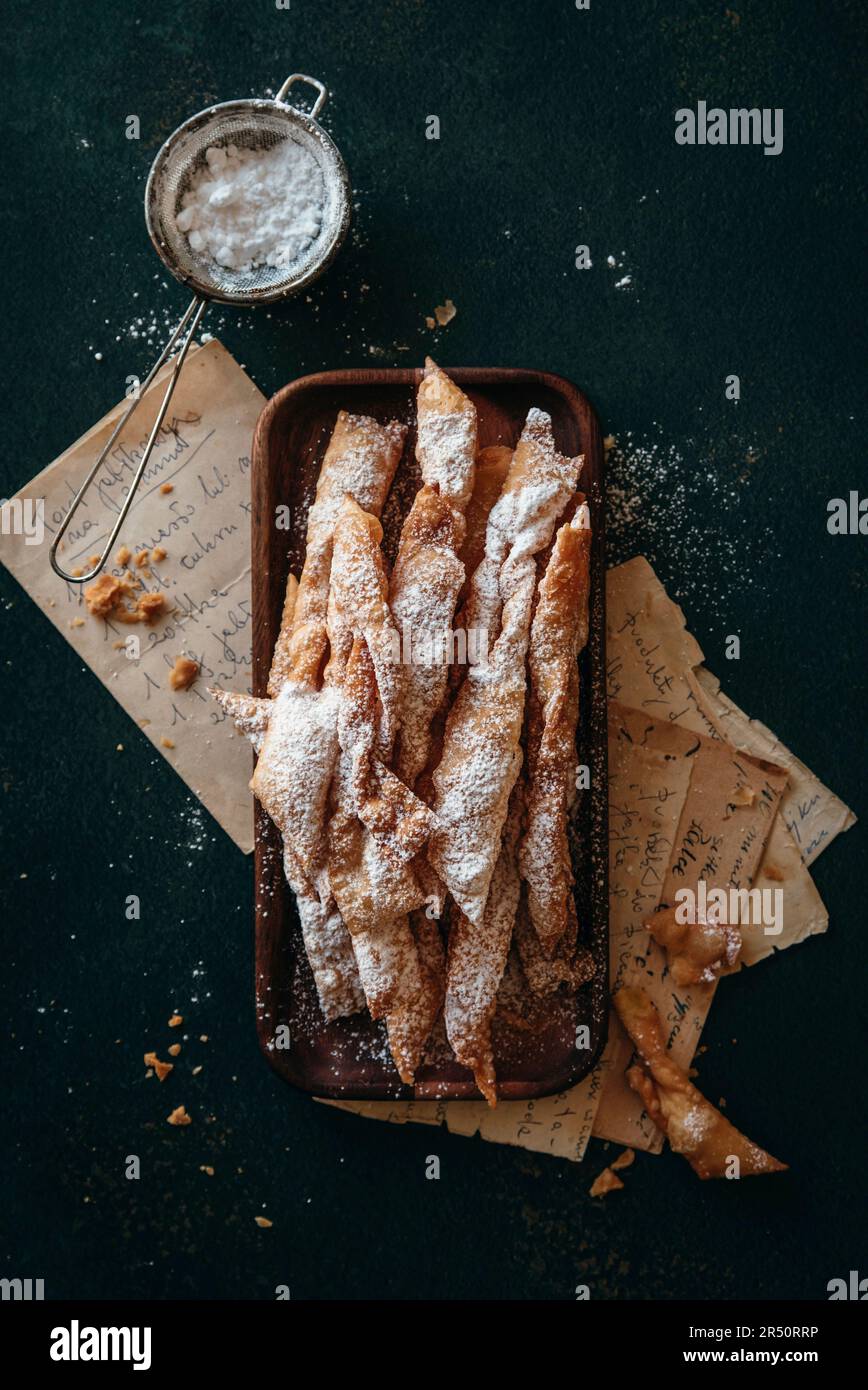Deep fried Polish cookies 'angel wings' Stock Photo Alamy