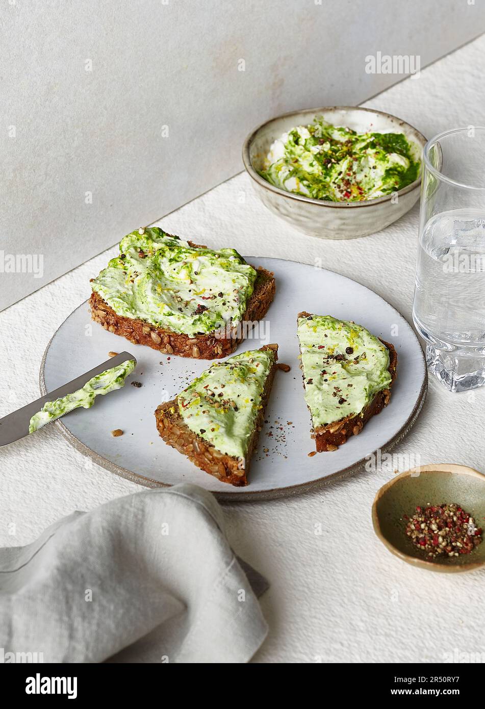Bread with wild garlic (ramp) spread Stock Photo Alamy