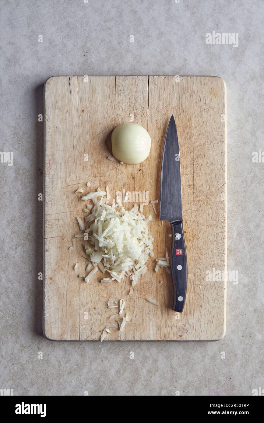 Onion cut into brunoise Stock Photo Alamy