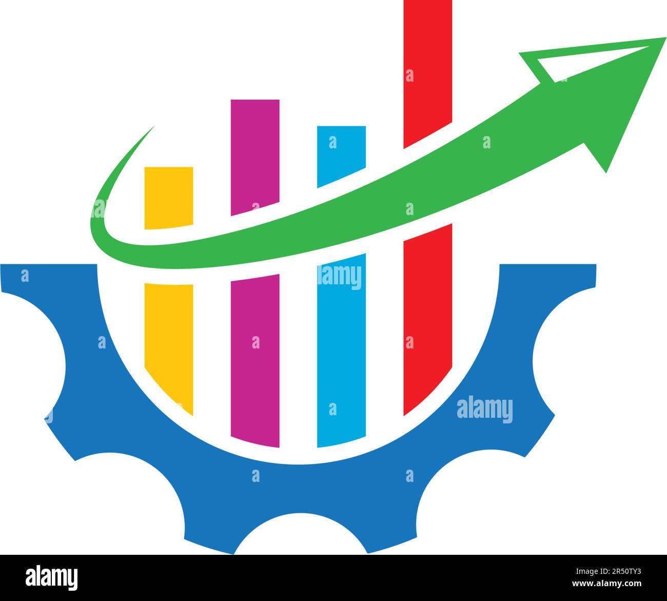 Gear graph arrow diagram finance vector icon illustration design Stock