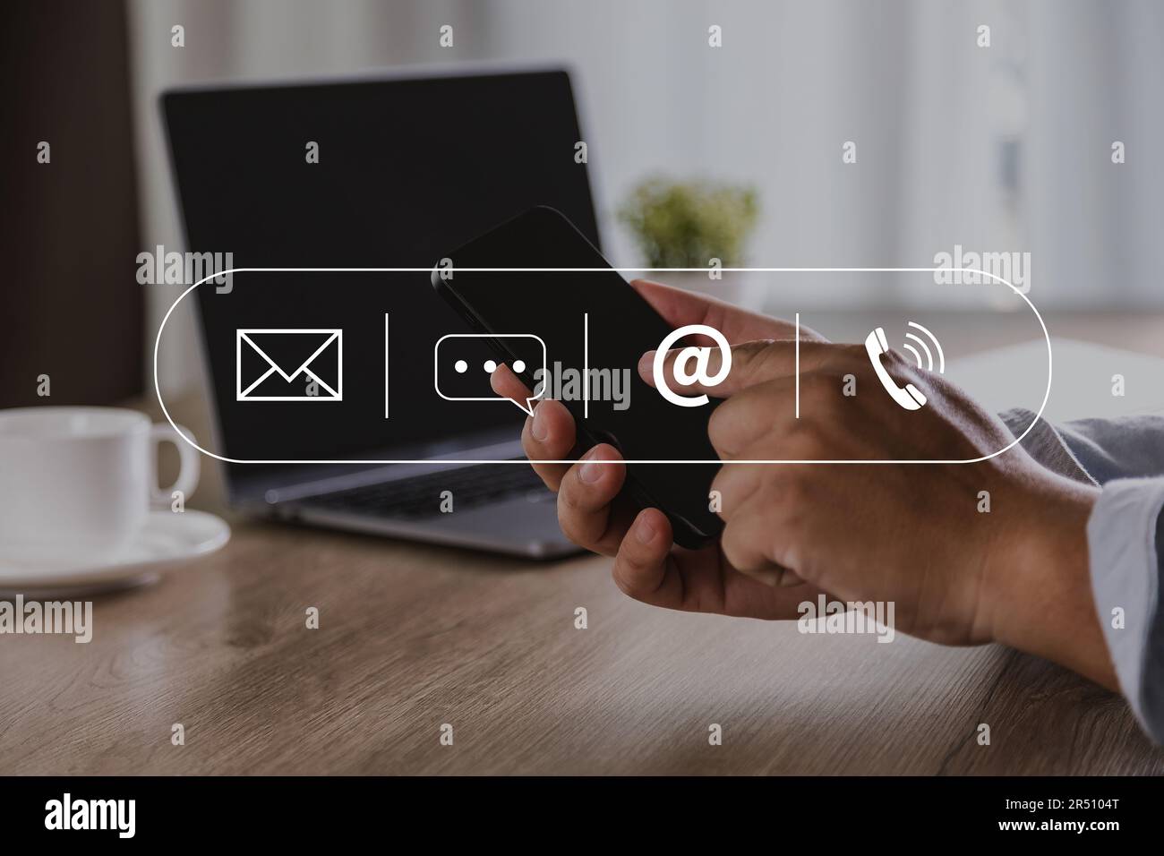 CONTACT US (Customer Support Hotline people CONNECT) Man uses phone