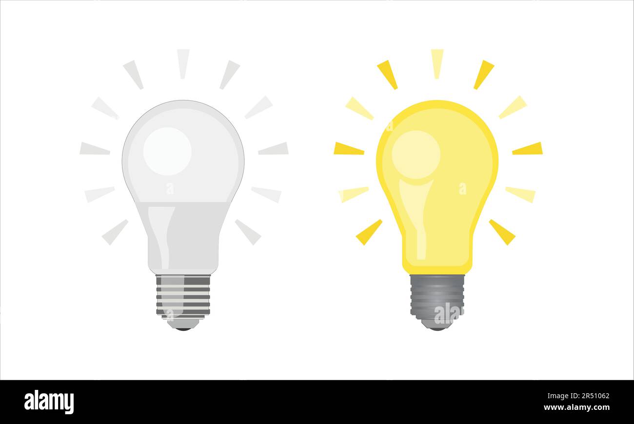 Yellow and White light bulb icon vector comparison Stock Vector