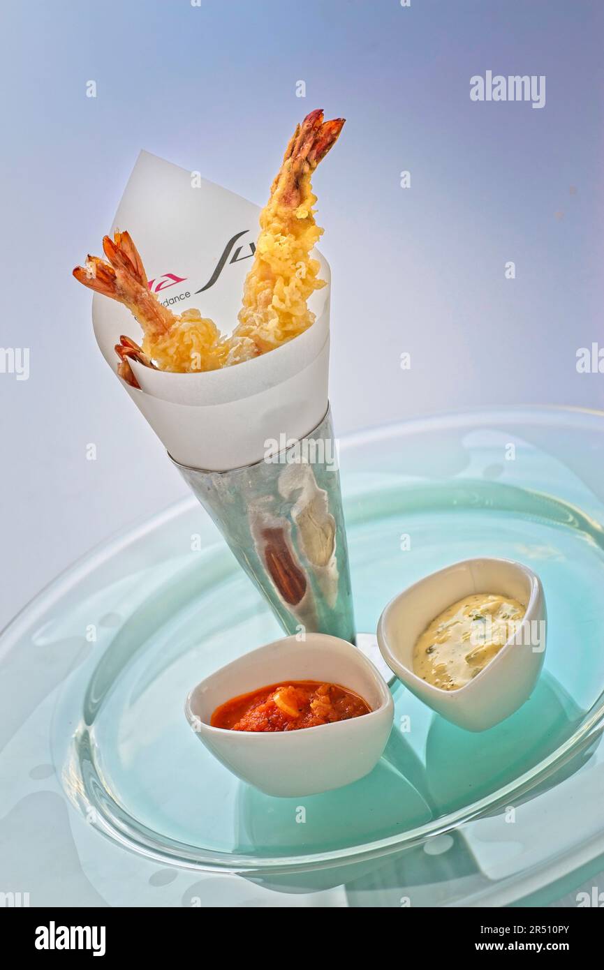 Shrimp tempura with two dips Stock Photo Alamy