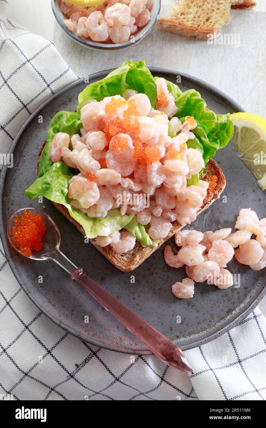 Swedish cocktail shrimp sandwich Stock Photo - Alamy