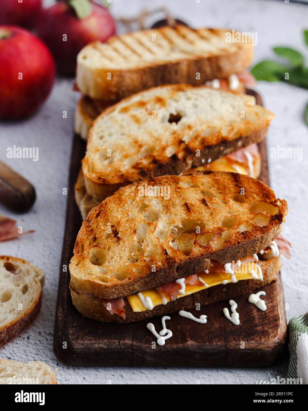Ham, cheese, and apple panini Stock Photo Alamy