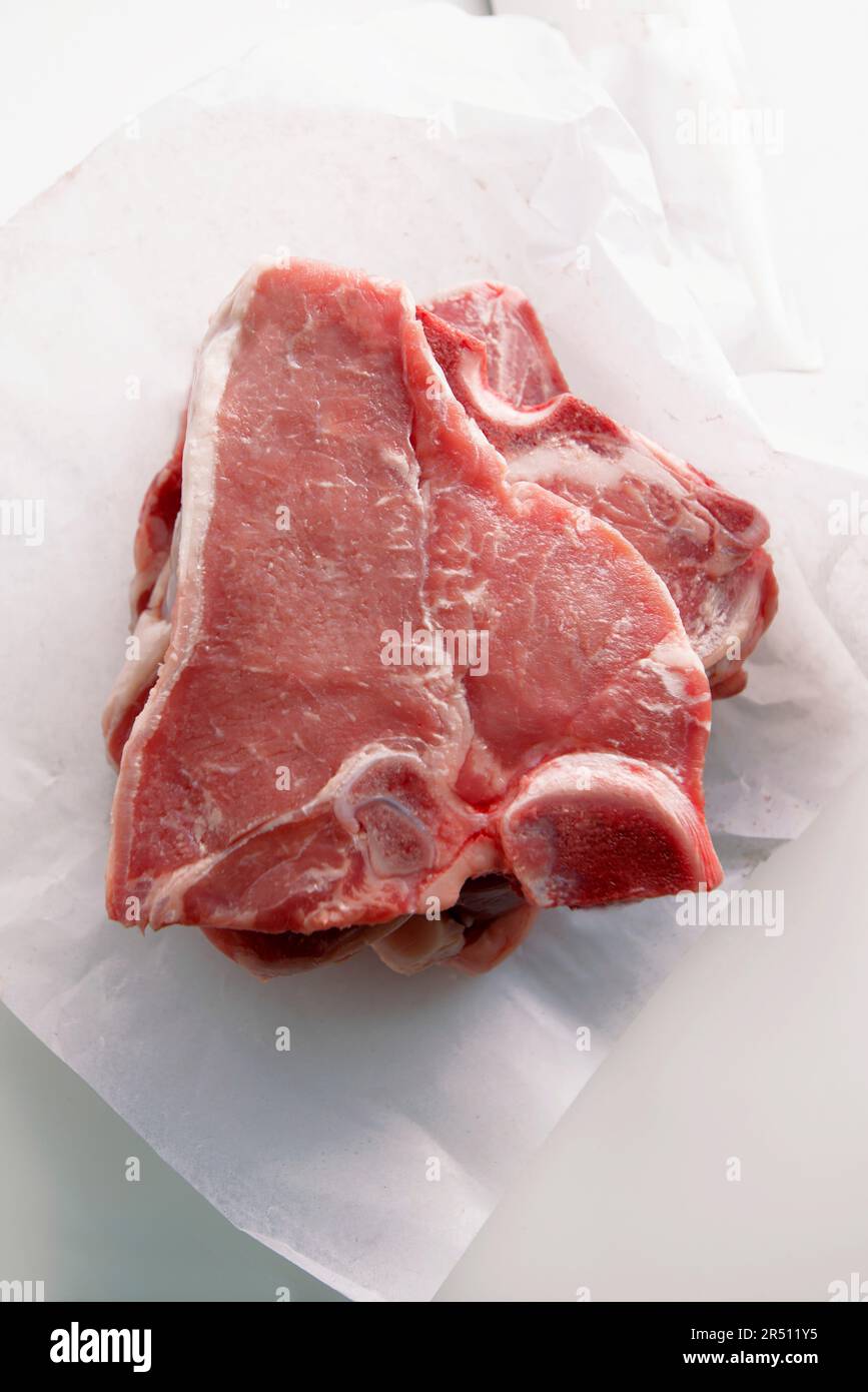 Raw veal Tbone steaks Stock Photo Alamy