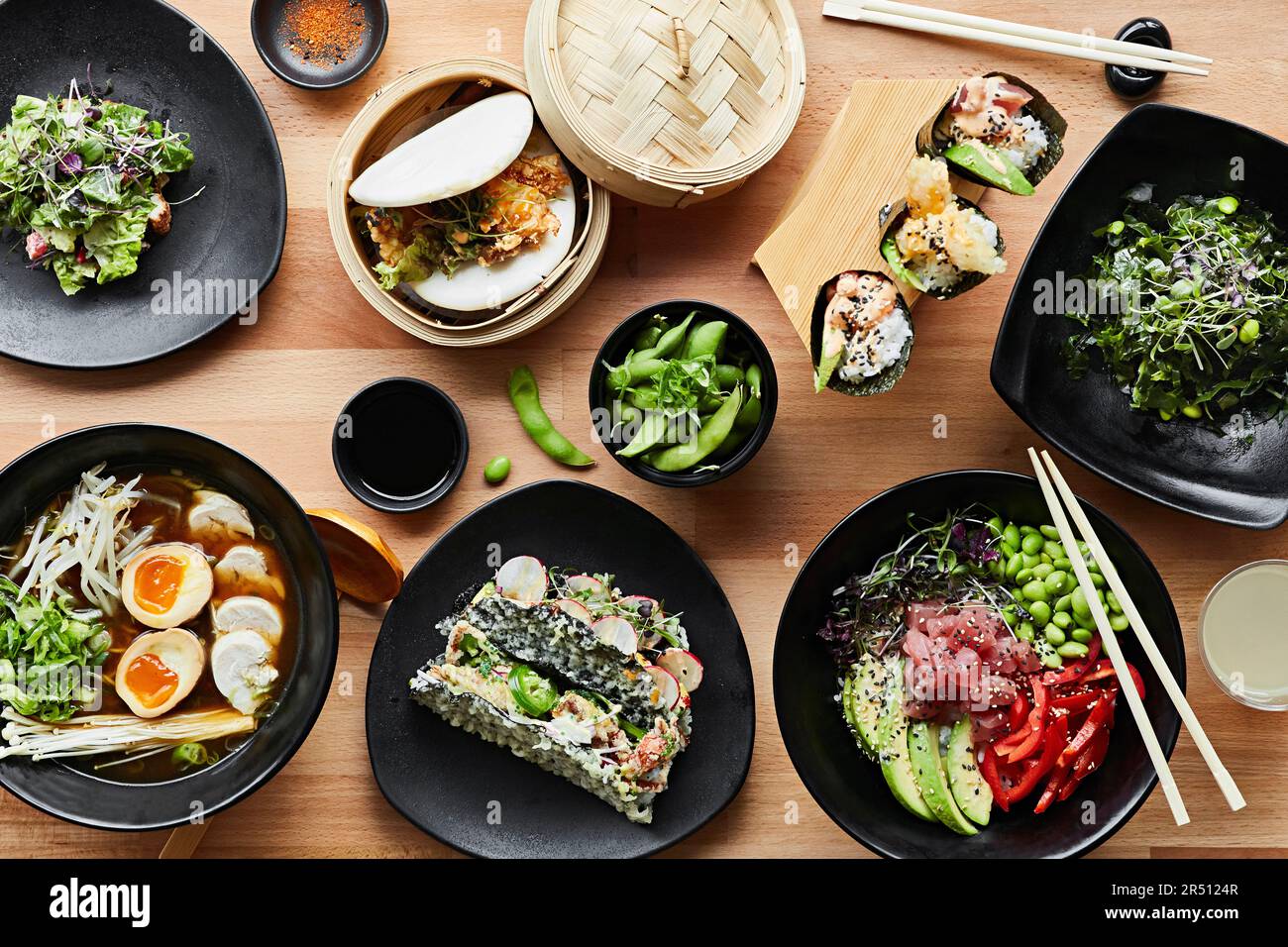 Assorted Japanese dishes Stock Photo