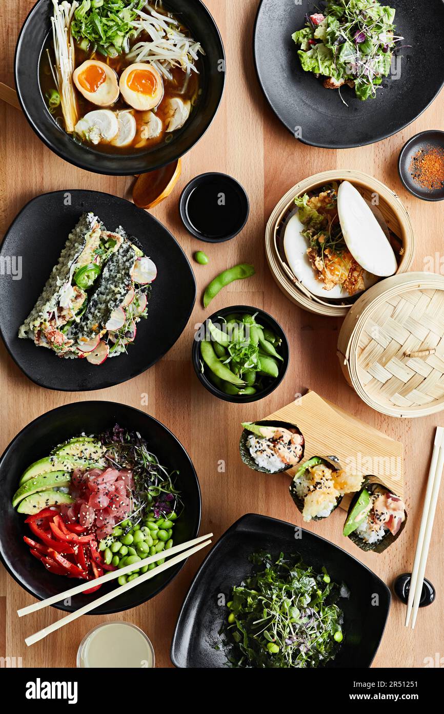 Various Japanese dishes Stock Photo