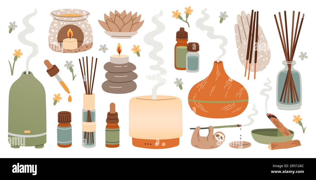 Aromatherapy set. Aroma lamps of different shapes and sizes. Aromatic