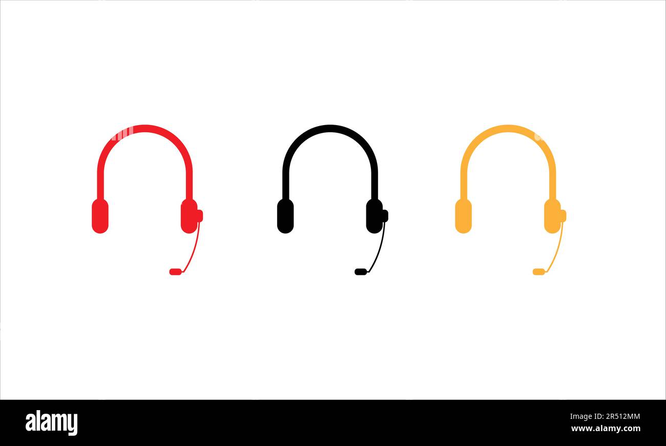 Red Black and Yellow headset with microphone vectors on white Stock Vector
