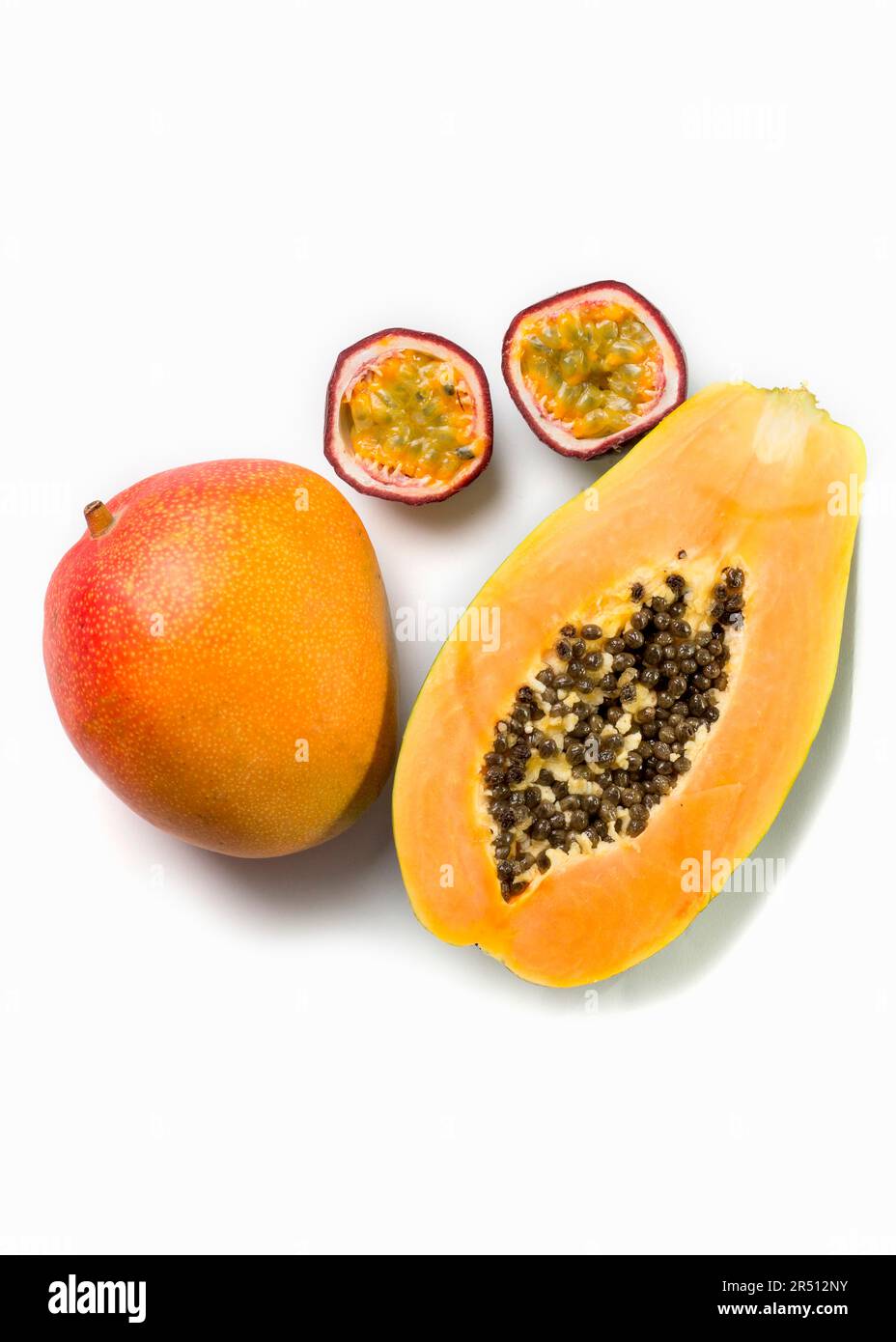 Mango, passion fruit and papaya Stock Photo Alamy