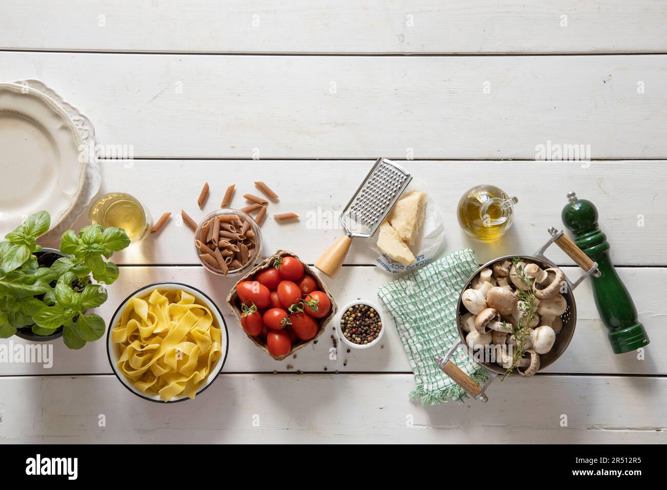 Ingredients for pasta dishes Stock Photo