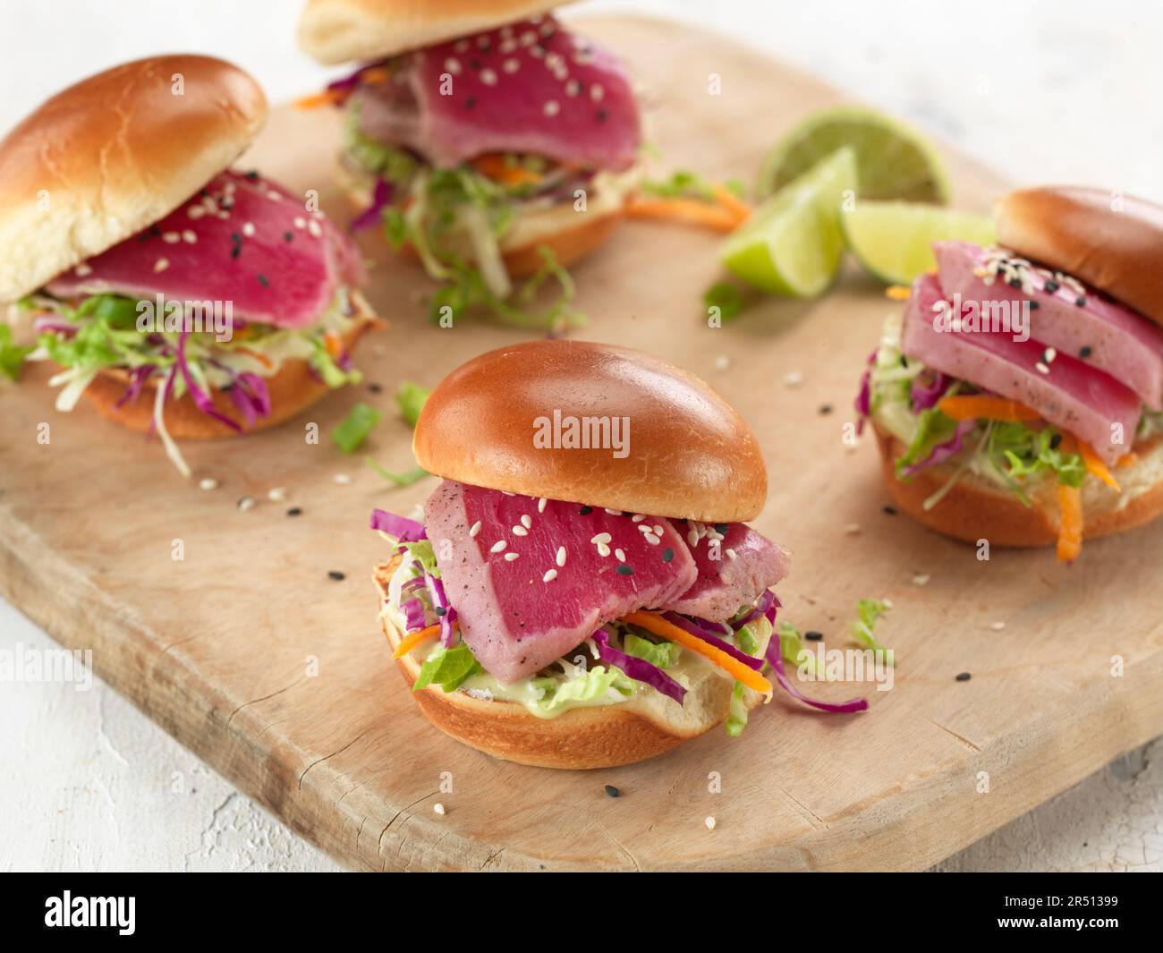 Sandwiches with Seared Ahi Tuna Stock Photo