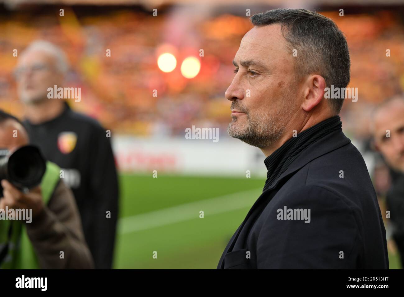 Lens, France. 27th May, 2023. Angelo Fulgini (20) of RC Lens pictured  during a soccer game between t Racing Club de Lens and AC Ajaccio, on the  37th matchday of the 2022-2023