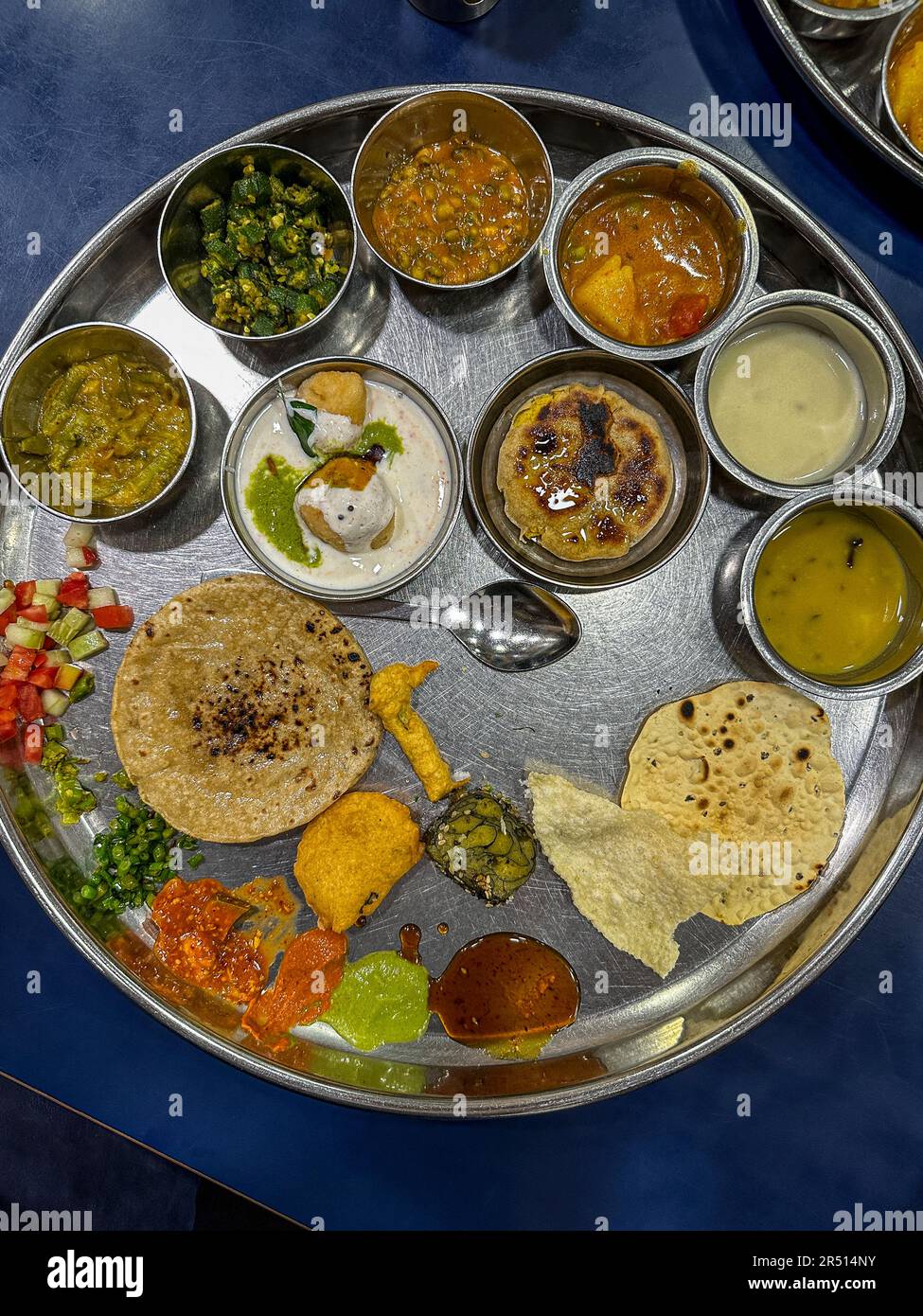 Vegetarian Gujarati Thali (Mumbai, India) Stock Photo