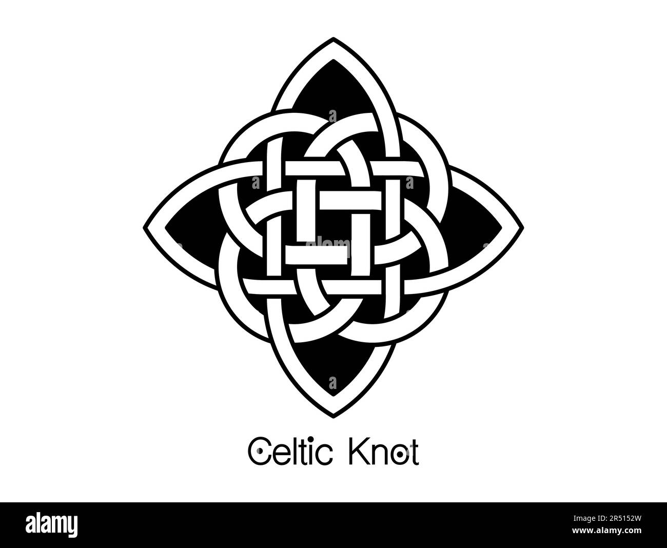Celtic knot, interlocked circles logo, vector tattoo ornament interlaced tape isolated on white background Stock Vector