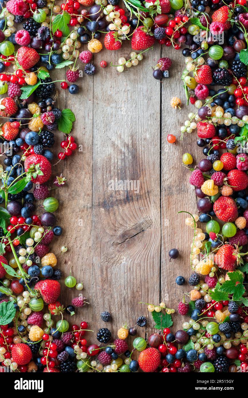 Frame of mixed berries Stock Photo