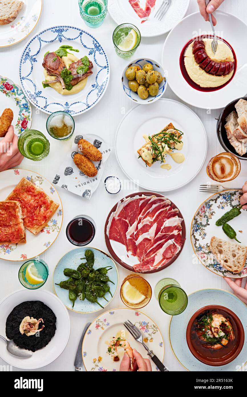 Spanish Tapas lunch spread Stock Photo Alamy