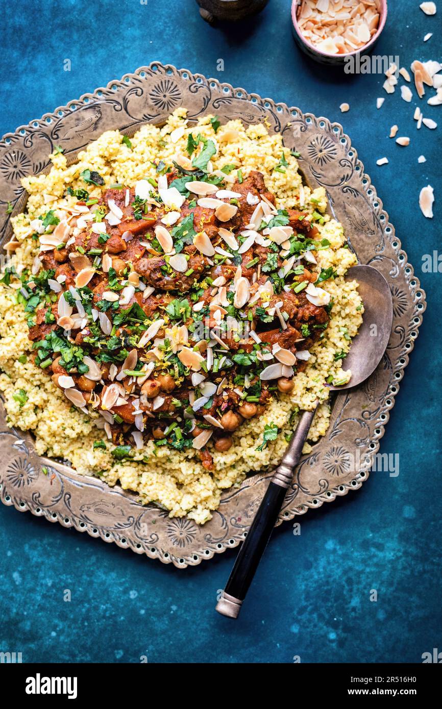 Beef tajine with couscous Stock Photo Alamy