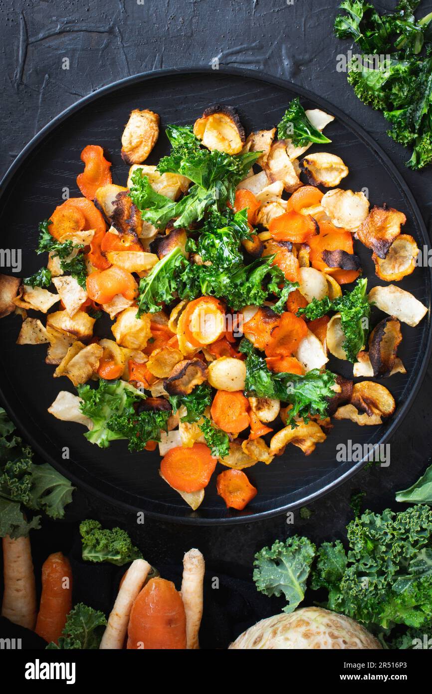 Crispy Oven Roasted Vegetables carrots collard celery Stock Photo Alamy