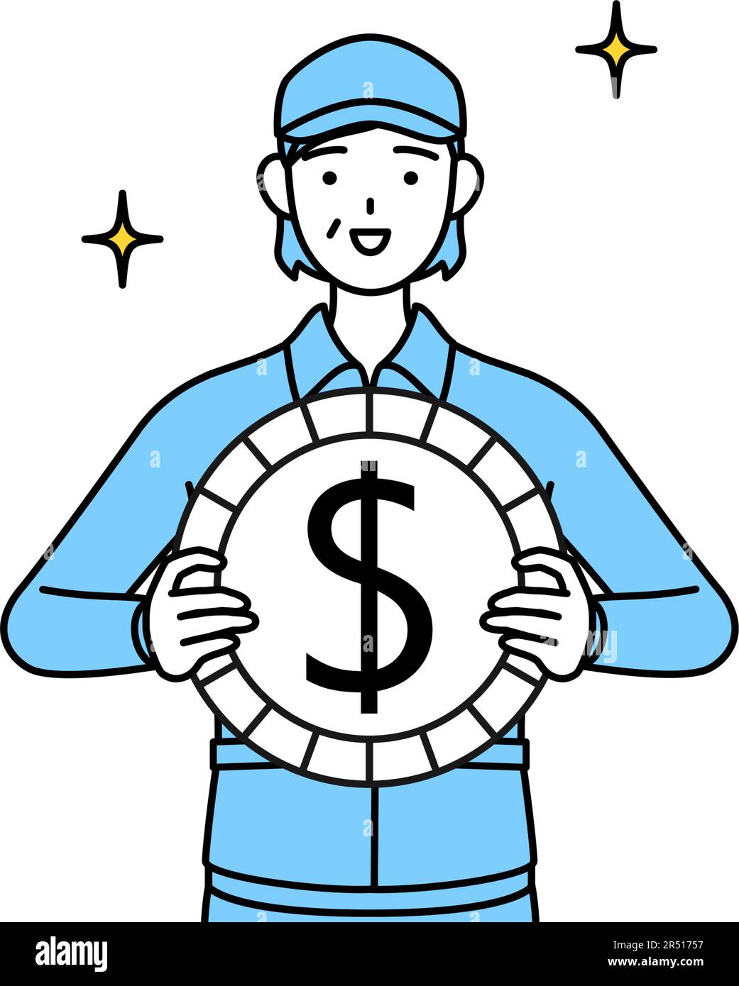 senior-woman-in-hat-and-work-clothes-with-images-of-foreign-exchange