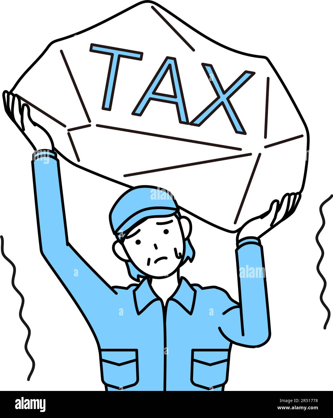 Senior woman in hat and work clothes suffering from tax increases