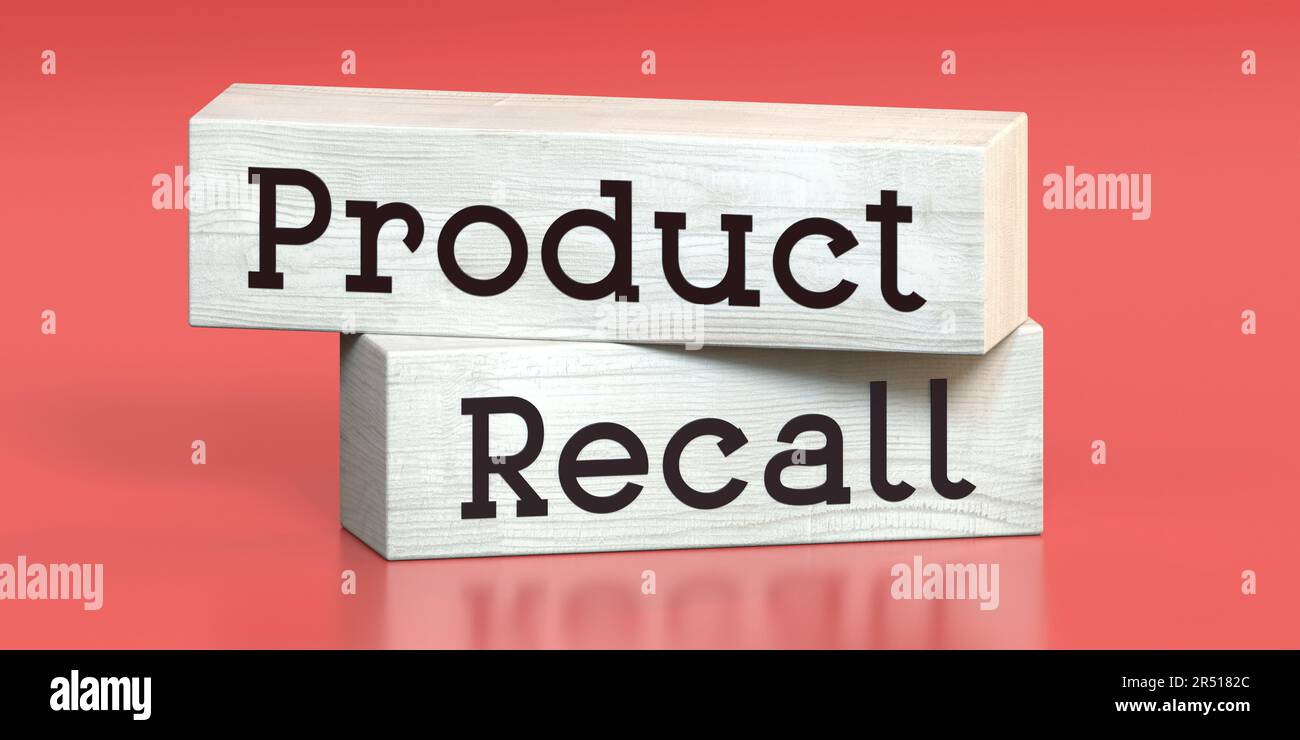 Product, recall words on wooden blocks 3D illustration Stock Photo