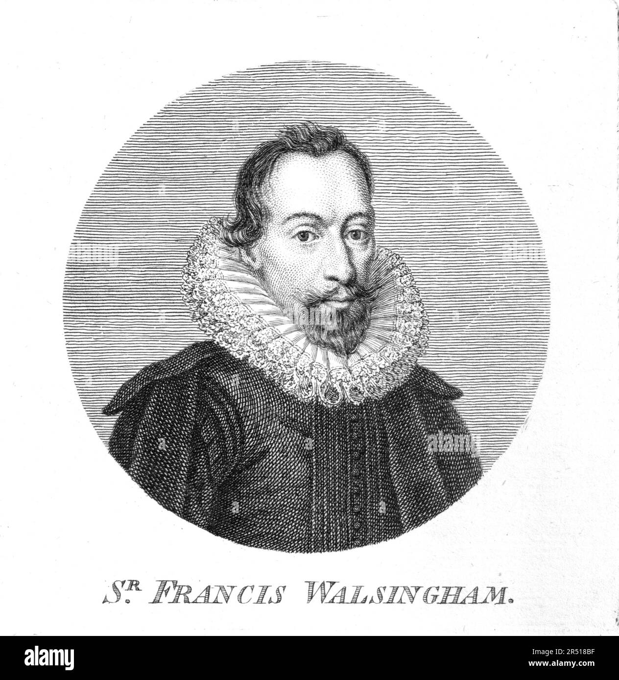 Sir Francis Walsingham (1532-1590), English statesman, Principal Secretary to Queen Elizabeth I, often referred to as her Spymaster. Uknown engraver. Stock Photo