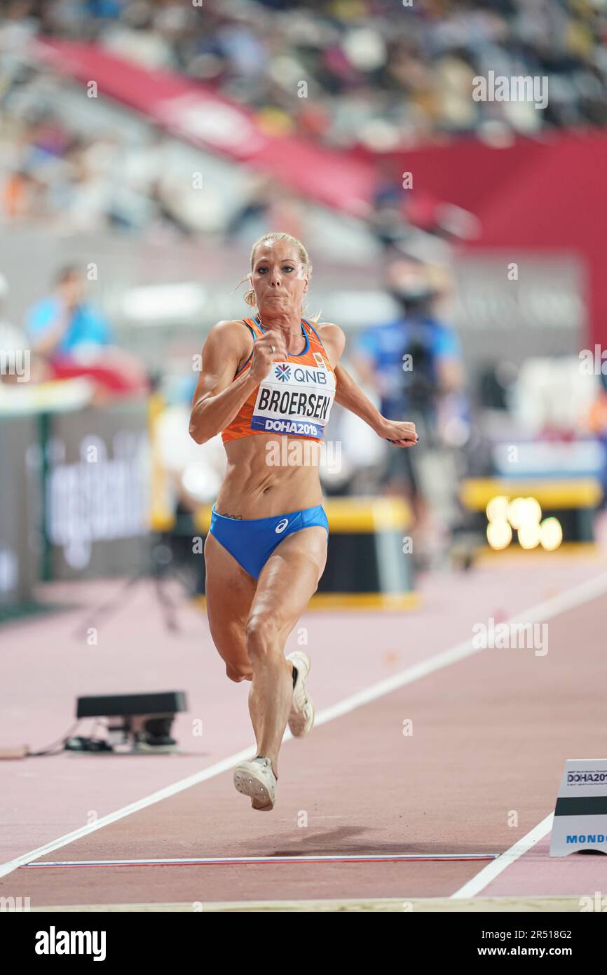 Nadine Broersen in the triple jump in the heptathlon at the Doha 2019