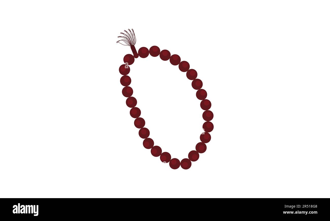 maroon praying beads tasbeeh on white Stock Vector
