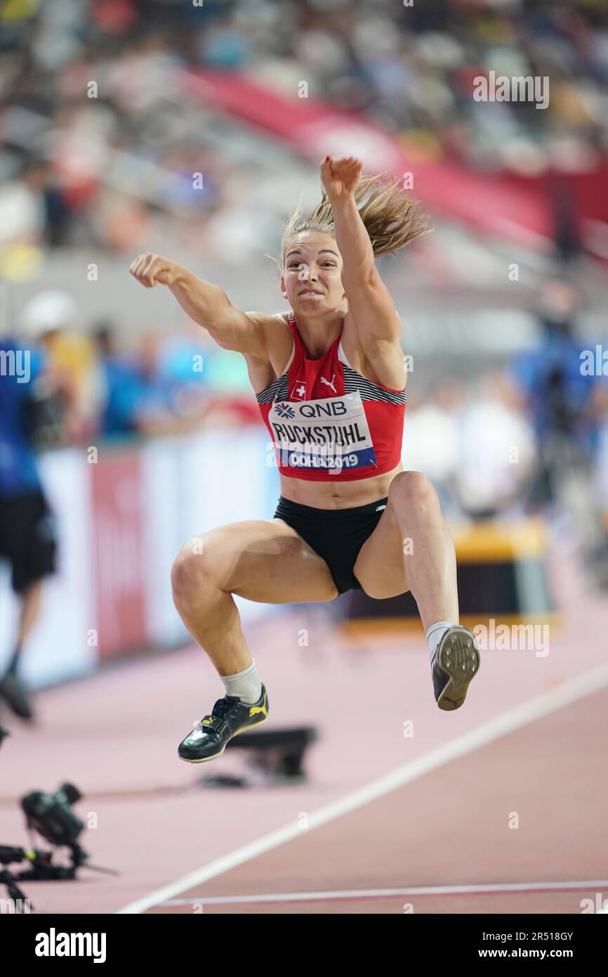 Géraldine Ruckstuhl in the triple jump in the heptathlon at the Doha