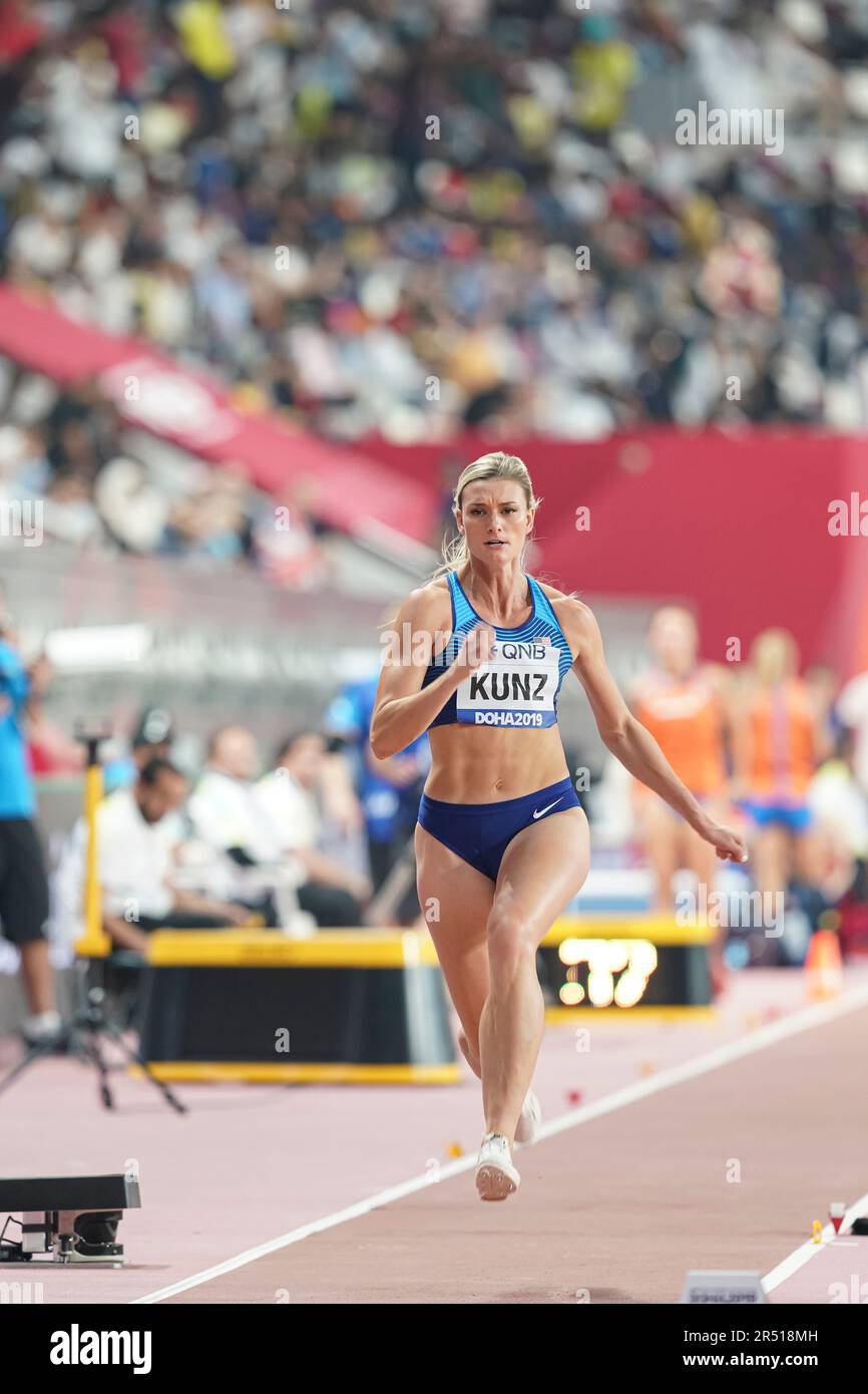 Annie Kunz in the triple jump in the heptathlon at the Doha 2019 World