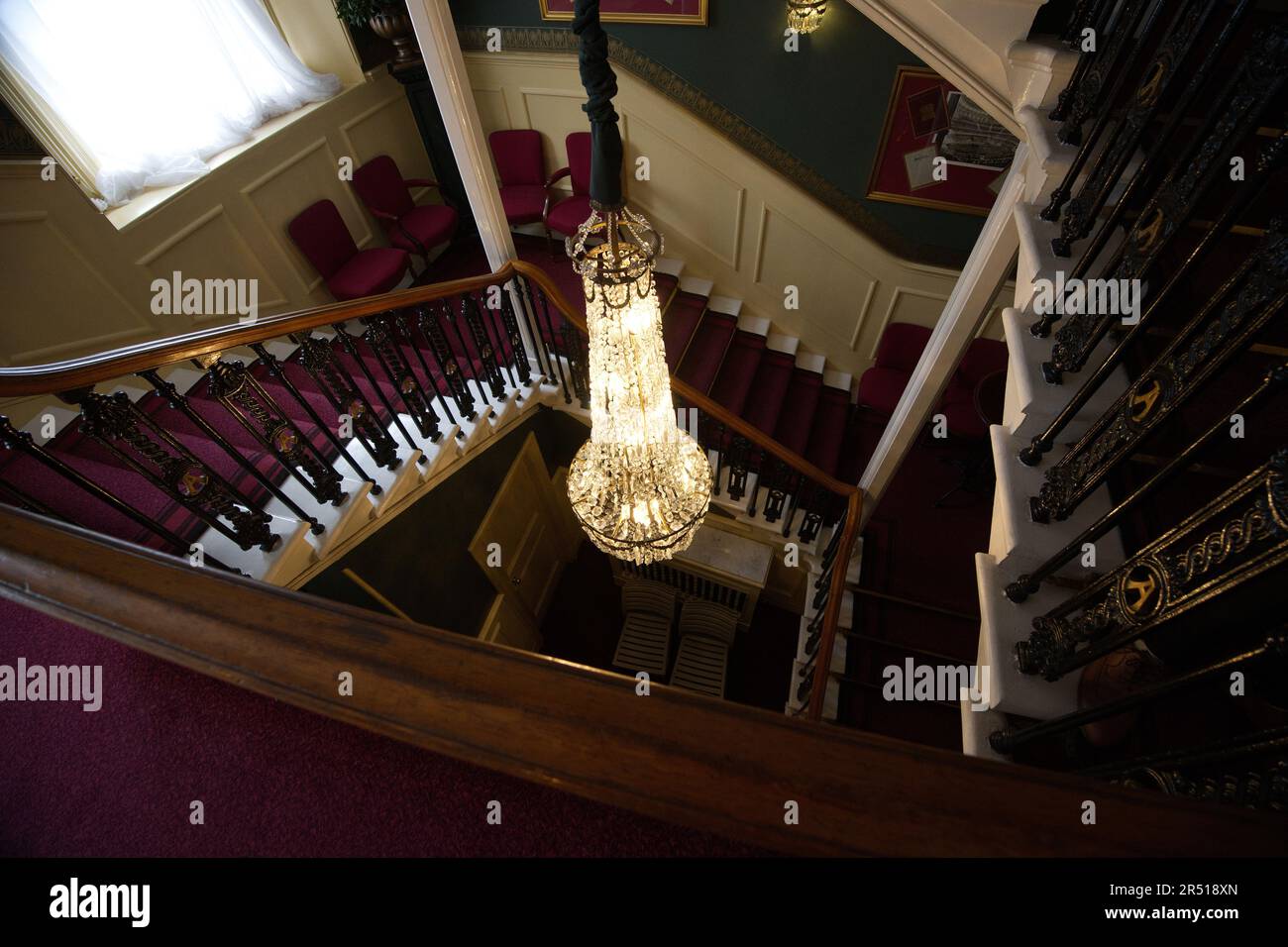 Chandelier inside the Royal Albert Hall in London Stock Photo