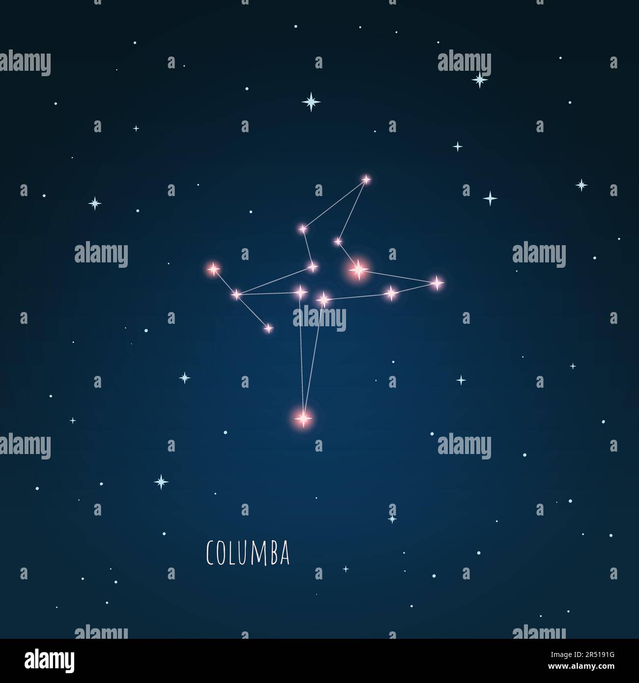 Constellation Columba scheme in starry sky Space Stock Vector