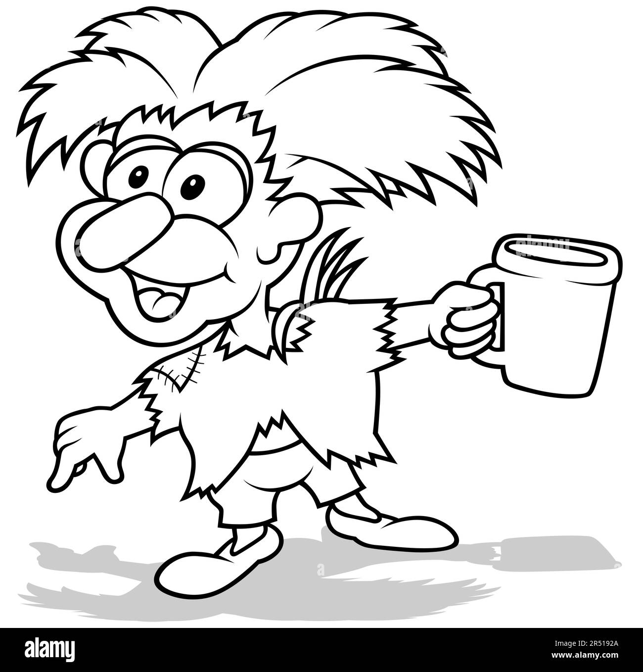 Drawing of a Forest Elf Holding a Mug Stock Vector