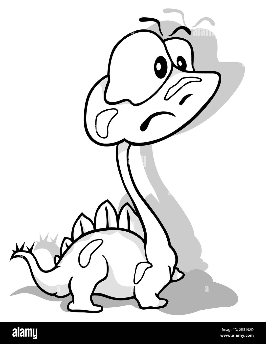Drawing of a Funny Dinosaur with a Long Neck Stock Vector Image & Art