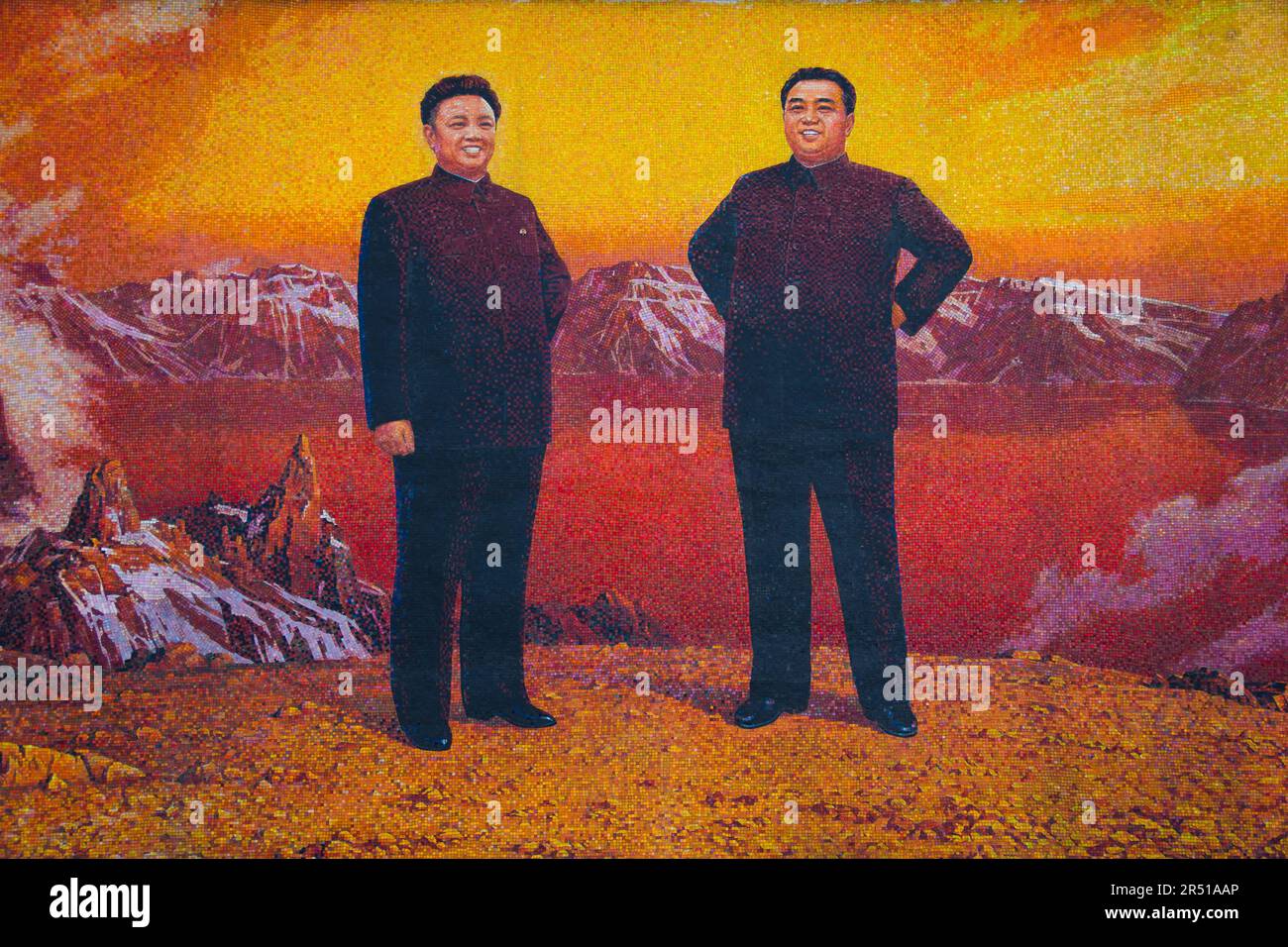 propaganda image of Kim il sung in Pyongyang, North Korea Stock Photo