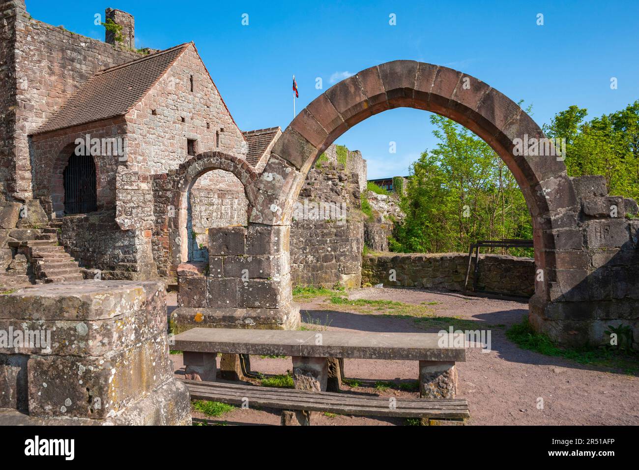 Inner courtyard of the ruins of Madenburg, Eschbach, Palatinate, Rhineland-Palatinate, Germany, Europe Stock Photo