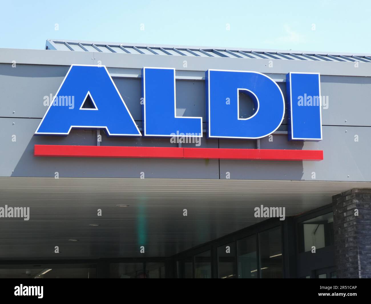 St. Vith, Belgium. 28th May, 2023. Logo, lettering of ALDI North on a store Credit: Horst Galuschka/dpa/Alamy Live News Stock Photo