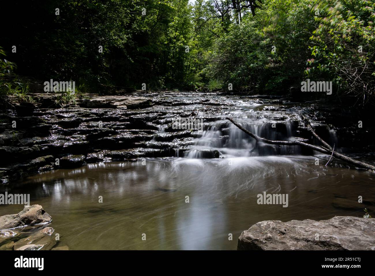 Felker's Falls in the summer at slow shutter speed Stock Photo
