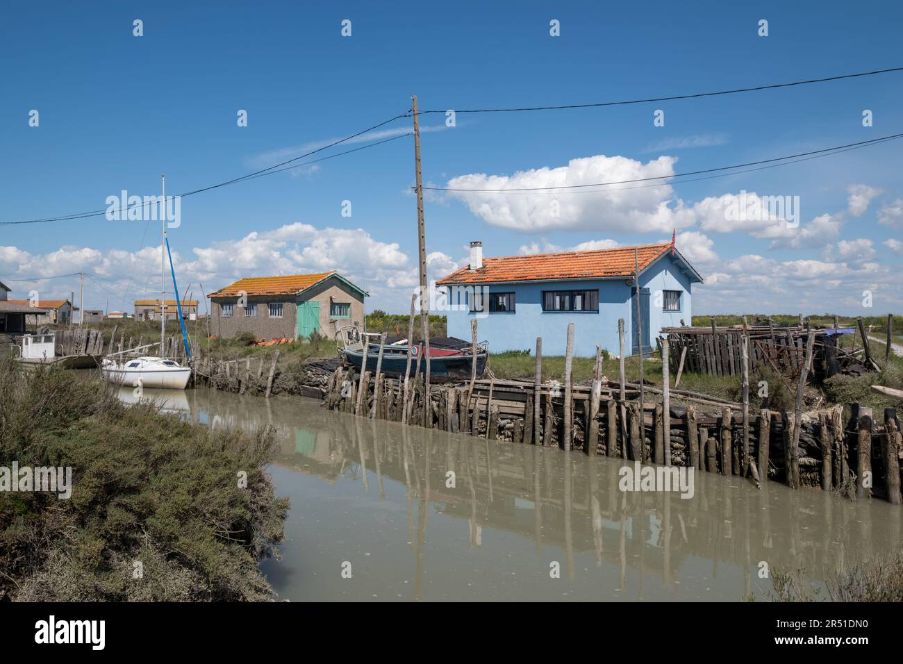 Oleron island in CharenteMaritime, France. The channel La Baudissière in Dolus d'Oléron Stock