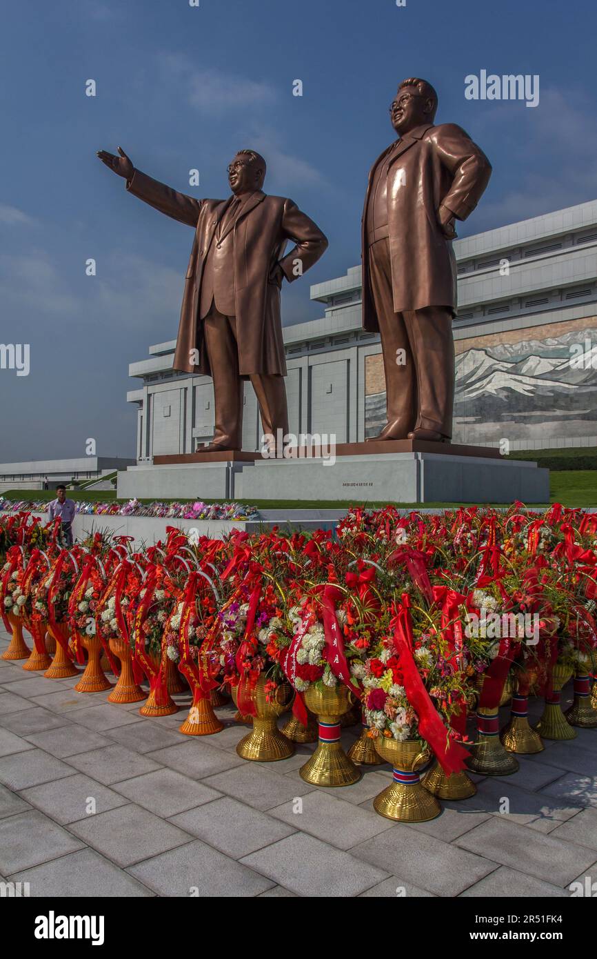 national celebration at The Mansu Hill Grand Monument in pyongyang, north korea Stock Photo