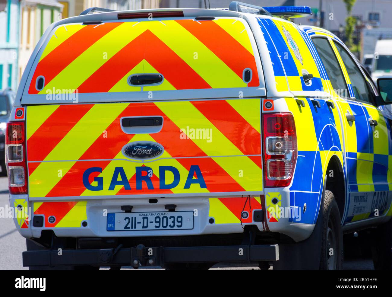 An Garda Síochána, Ireland National Police Service, truck or van in rural Irish village, County Donegal, Ireland Stock Photo