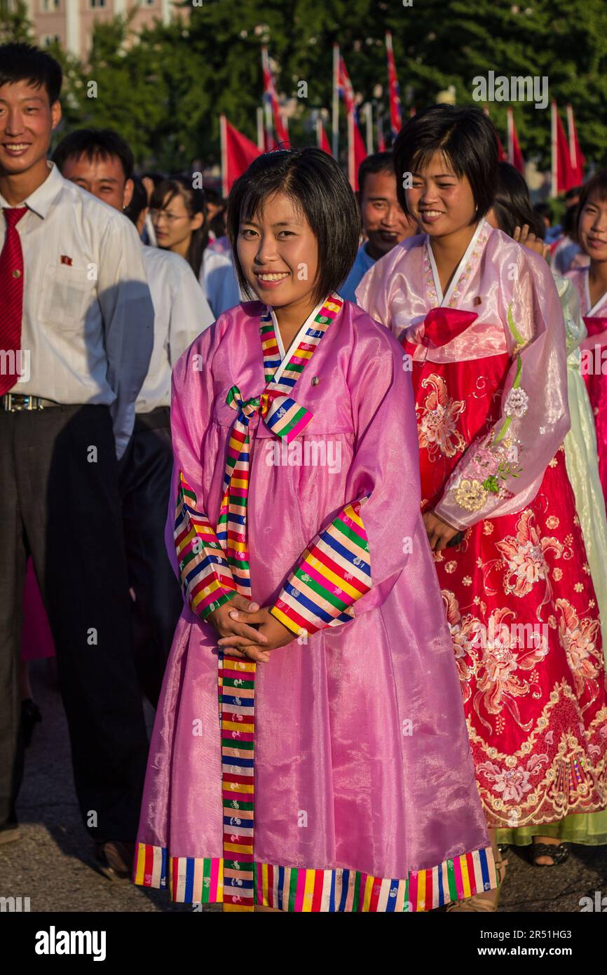 woman in a traditional dress in north korea Stock Photo