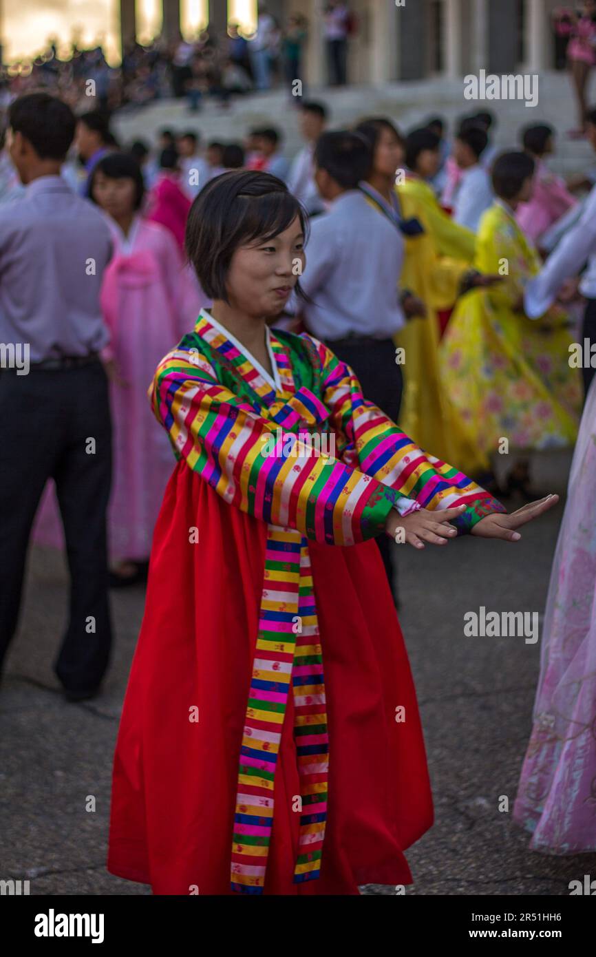 woman in a traditional dress in north korea Stock Photo