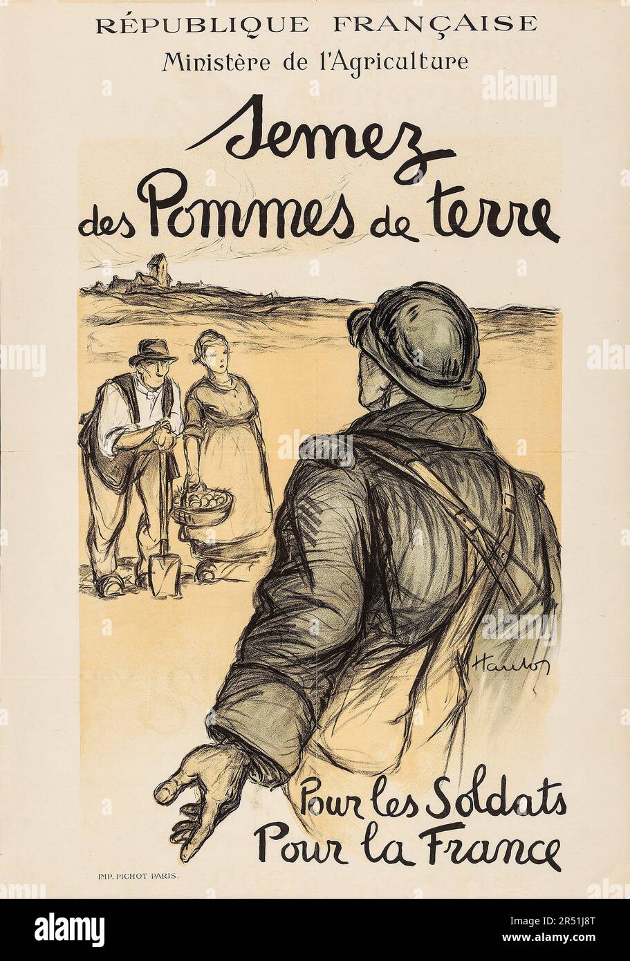 FRANCE - World War I Propaganda (French Ministry of Agriculture, 1917)  French Affiche Sow Potatoes, For Soldiers, For France, G. Hautot Artwork  Stock Photo - Alamy