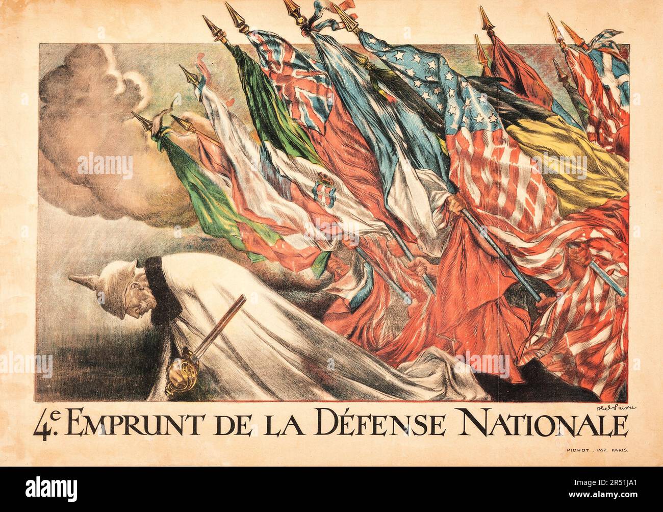 French World War I Propaganda (Lapina, 1918). French poster - 'L'Emprunt de la Libération,' Abel Faivre Artwork Stock Photo