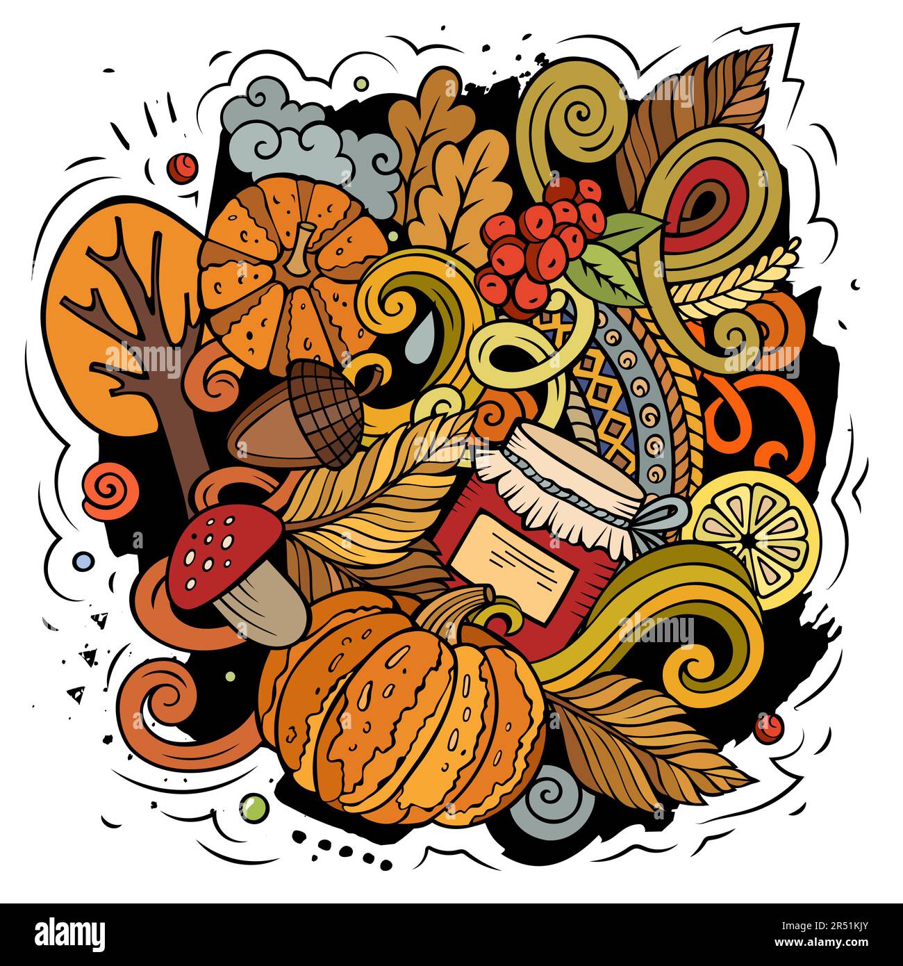 Autumn cartoon vector doodles illustration. Fall design. Season ...