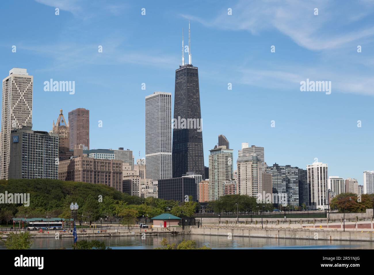 USA, Illinios, Chicago, city skyline with the Willis tower. Stock Photo